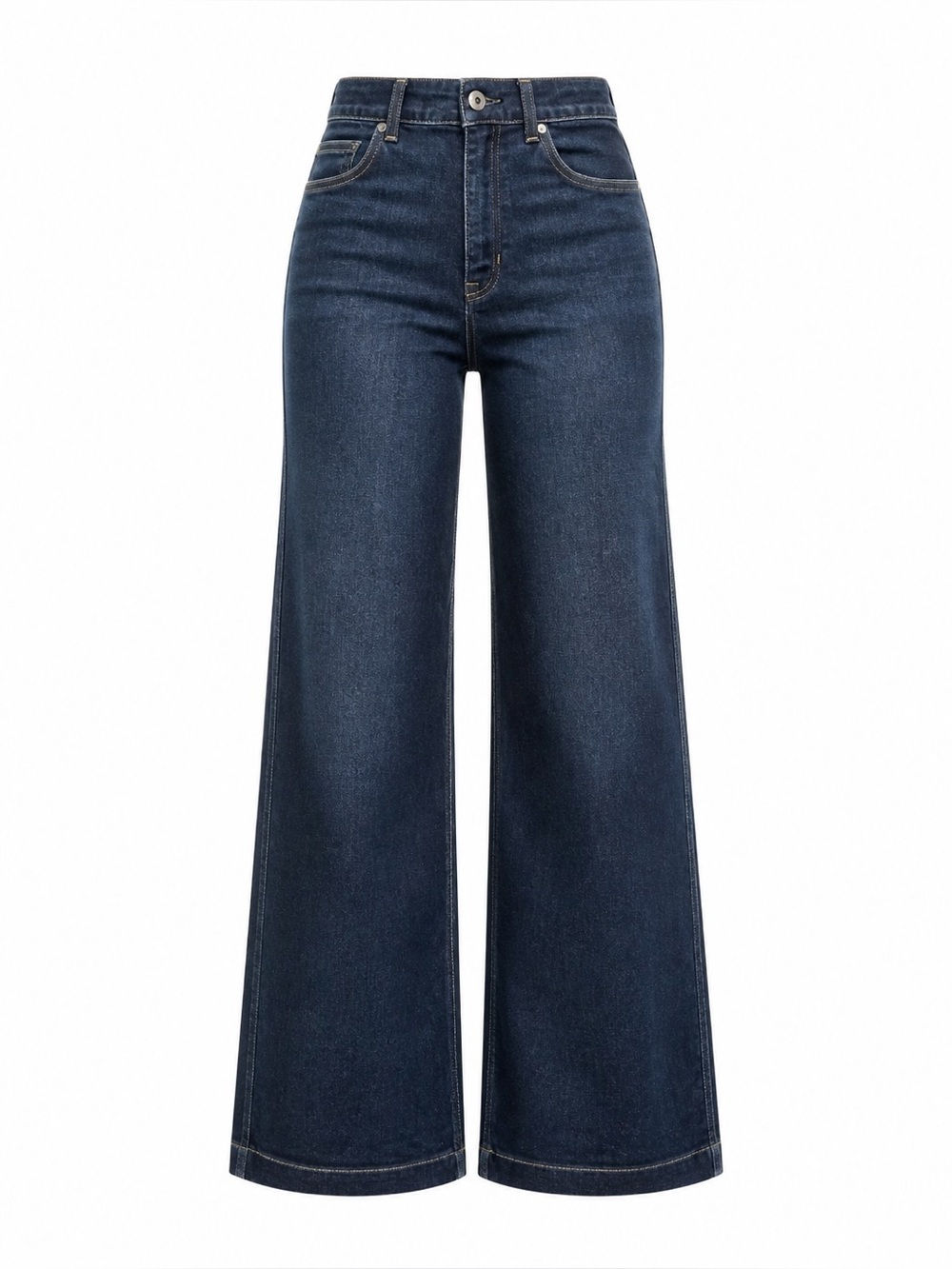 Spanx Dark Wash Wide Leg Trouser Jeans Petite Size 34x29 Tummy Control